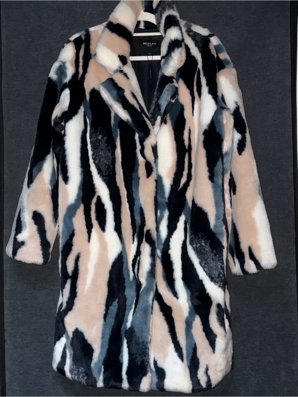 Beulah Multicolor Faux Fur Abstract-Print Coat